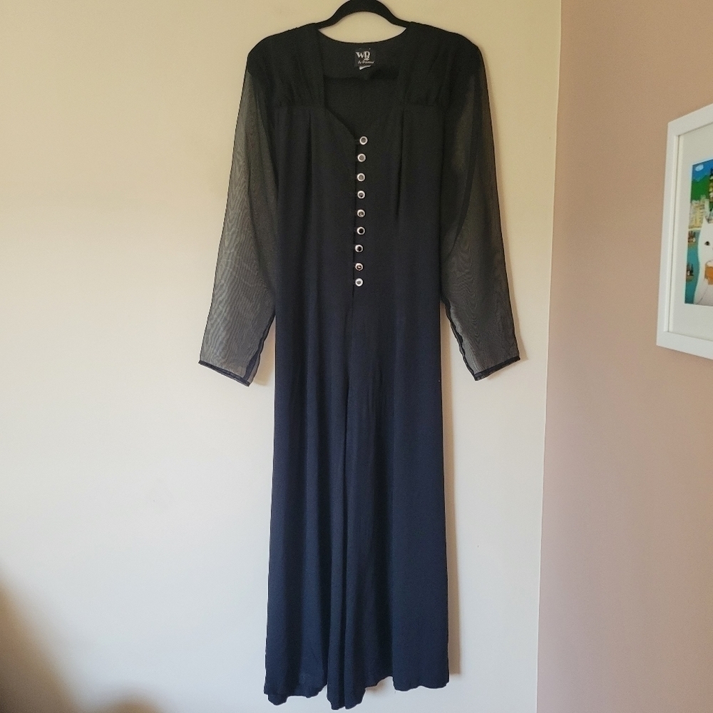 Vintage 80s Palazzo Jumpsuit WD2 Diamond Chiffon Size 12